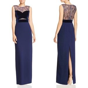 Aidan Mattox Velvet Lace Evening Dress Gown